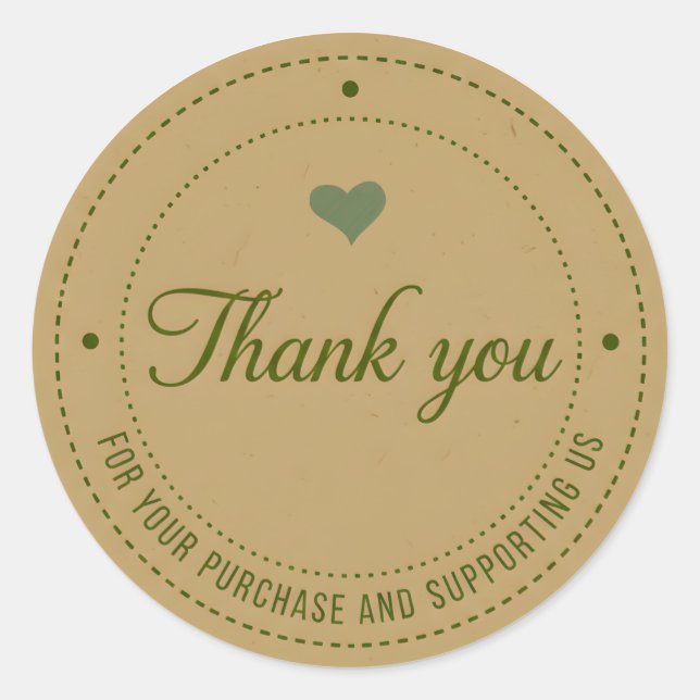 Rond Green Heart Thank You Business Sticker (Devant)