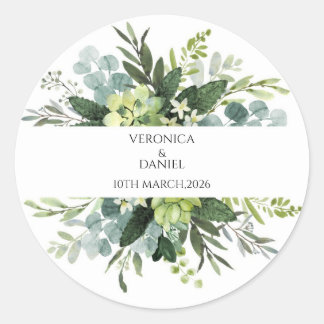 Rond Green Rustic Wedding Circle Sticker