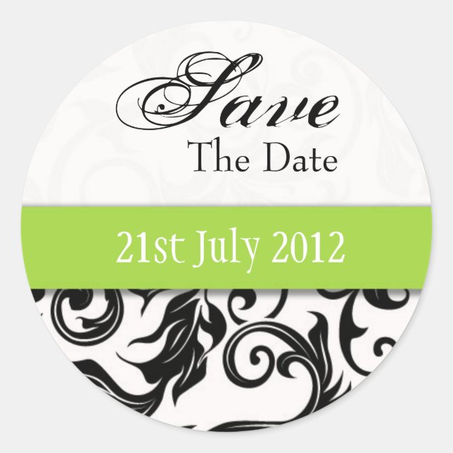 Rond Green Swirl Enregistrer le sticker de date (Devant)