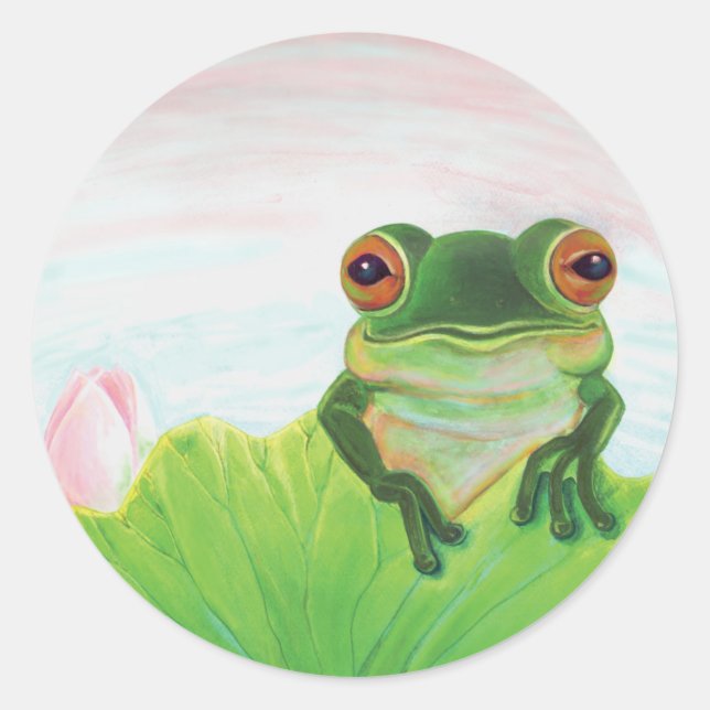 Rond Grenouille verte Se détendre dans l'étang Sticker  (Devant)