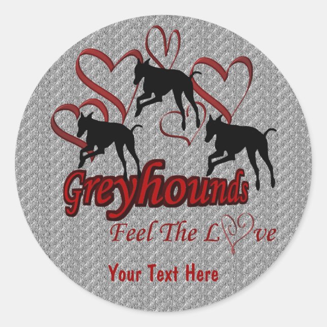 Rond Greyhounds Et Coeurs Aimer Sticker Chien (Devant)