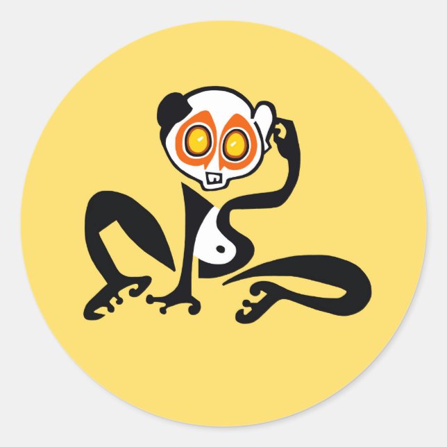 Rond Gros yeux ! Cool mignon LORIS - Sticker jaune (Devant)