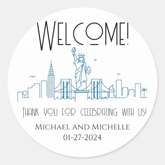Rond Grosse Apple New York Mariage Welcome bag Sticker (Devant)