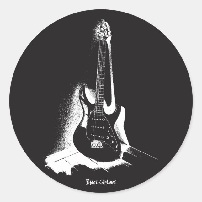 Rond Guitare électrique noire et blanche - Sticker (Devant)