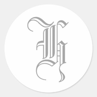 Rond H Lettre Monogram Sticker Grey Old English