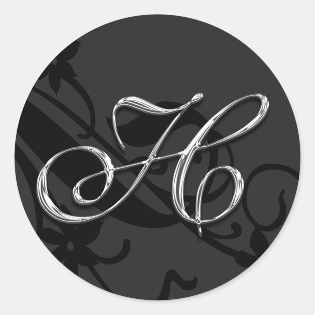 Rond H Monogramme Mariage Enveloppe Sticker (Devant)