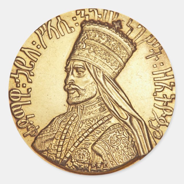 Rond Haile Selassie King of Ethiopia Rastafari Sticker (Devant)
