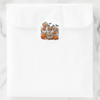 Rond Halloween Dog Trick or Treat Sticker – Cute Spooky