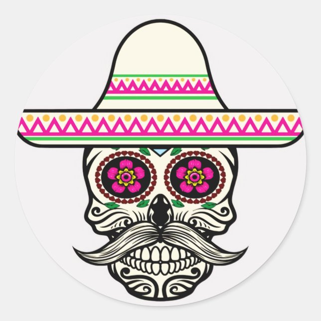 Rond Halloween Skull Classic Round Sticker (Devant)