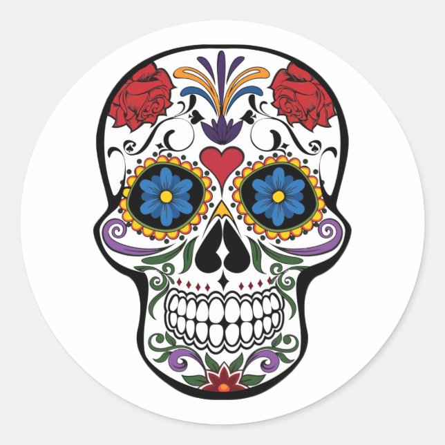 Rond Halloween Skull Classic Round Sticker (Devant)