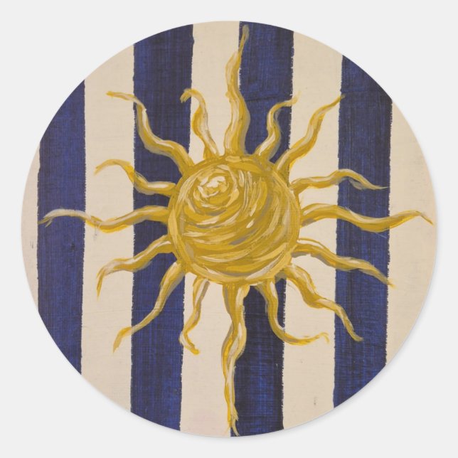 Rond Hand-Drawn Sun Sticker with Classic Stripes (Devant)