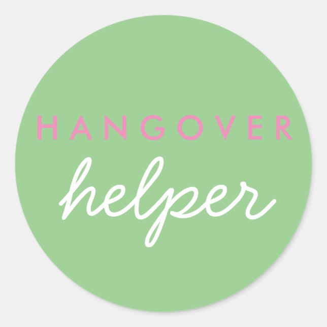 Rond Hangover Helper Wedding Favoriser Sticker Sage ros (Devant)