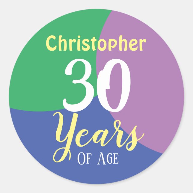 Rond Happy 30th Birthday Classic Round Sticker (Devant)