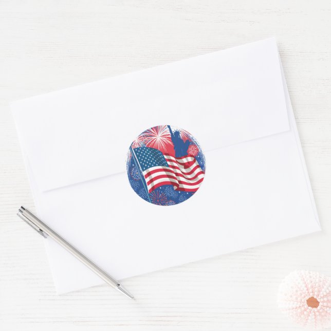 Rond Happy 4 juillet Sticker (Enveloppe)