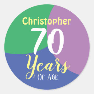 Rond Happy 70th Birthday Classic Round Sticker