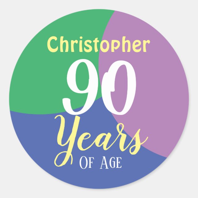 Rond Happy 90th Birthday Classic Round Sticker (Devant)