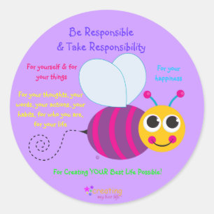 Rond Happy Bee Sticker - grand