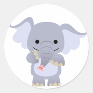Rond Happy Cartoon Elephant Sticker