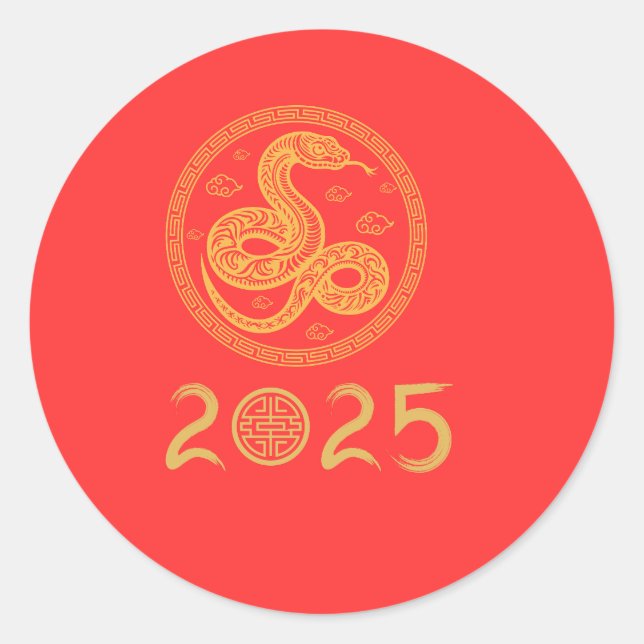 Rond Happy Chinois Lunar Snake 2025 Sticker (Devant)