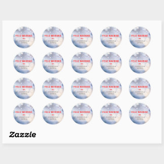 Rond Happy Christmas sticker - feliz Navidad (espagnol)