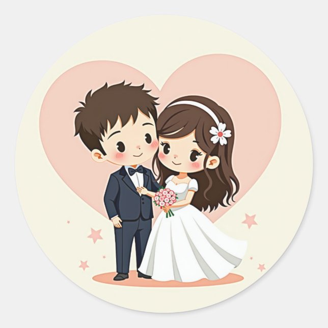 Rond Happy Couple Mariage Sticker (Devant)