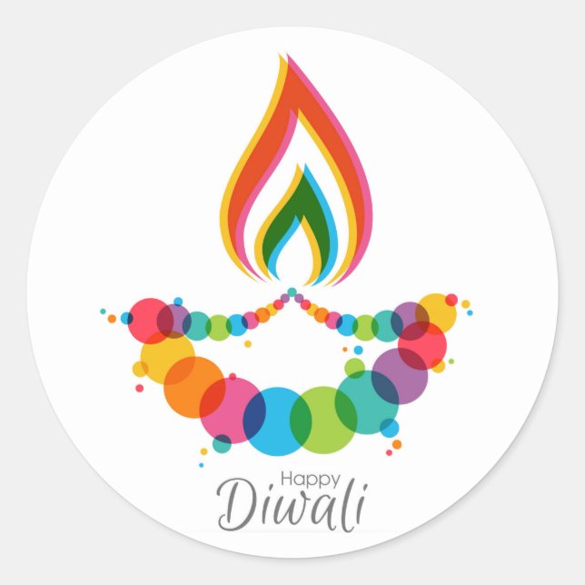 Rond Happy Diwali Classic Round Sticker (Devant)