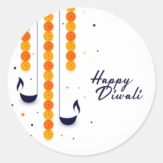 Rond Happy Diwali Classic Round Sticker (Devant)