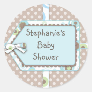 Rond Happy Dots Balise Baby shower garçon Sticker