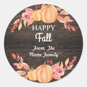 Rond Happy Fall Harvest Festival Sticker Citrouille Wre