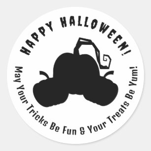 Rond Happy Halloween Citrouille Trio Halloween Sticker