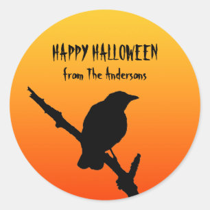 Rond Happy Halloween Crow Sticker