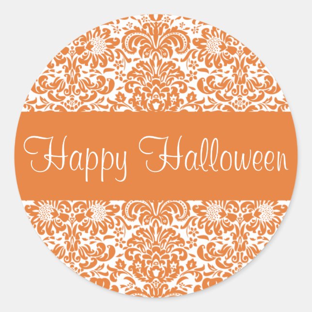 Rond Happy Halloween Damask Enveloppe Sticker Seal (Devant)