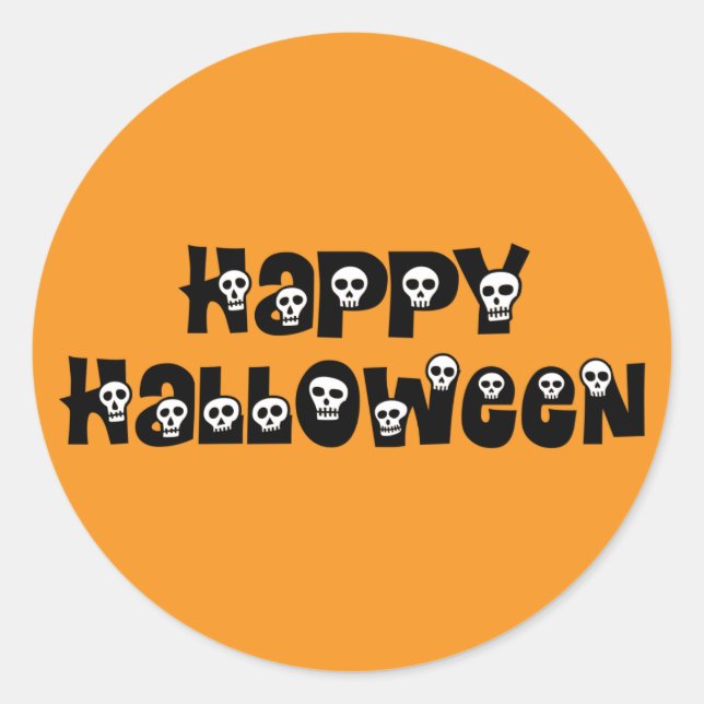 Rond Happy Halloween Skulls Sticker (Devant)