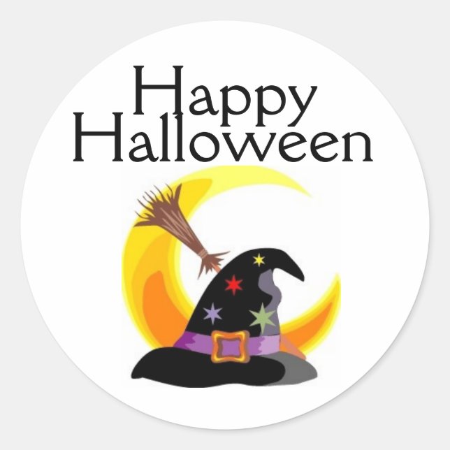Rond Happy Halloween sorciers Casquette Sticker - Custo (Devant)