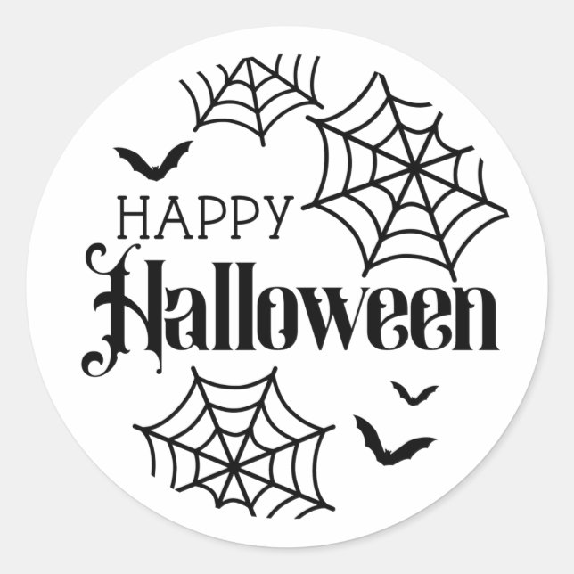 Rond Happy Halloween Spider Web Sticker (Devant)
