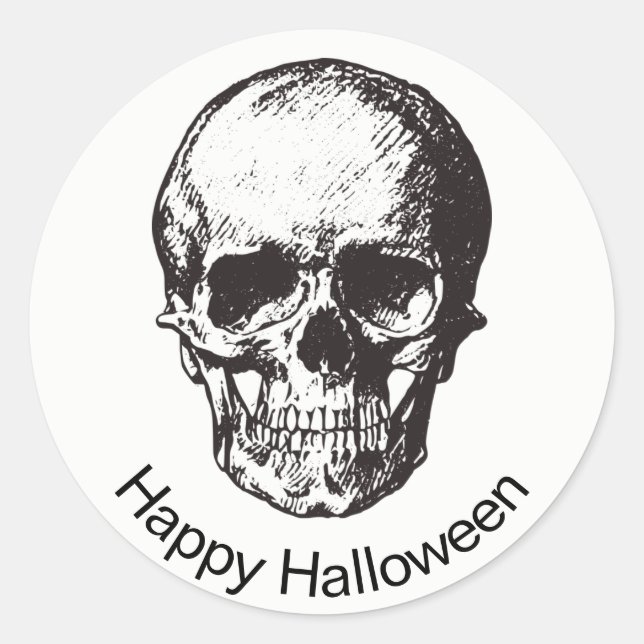 Rond Happy Halloween Sticker crâne (Devant)