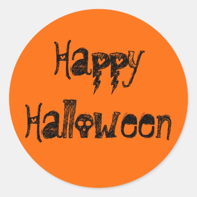 Rond Happy Halloween Sticker de texte de script Déplais (Devant)