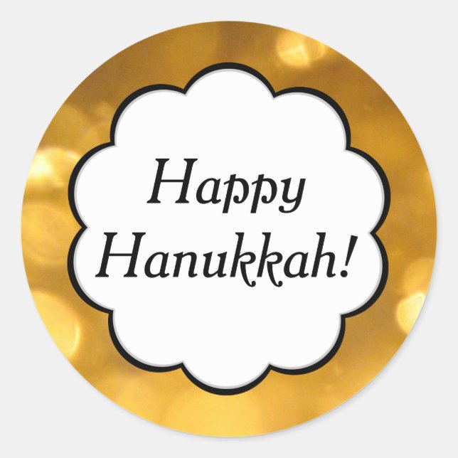 Rond Happy Hanoukka - Sticker en or (Devant)