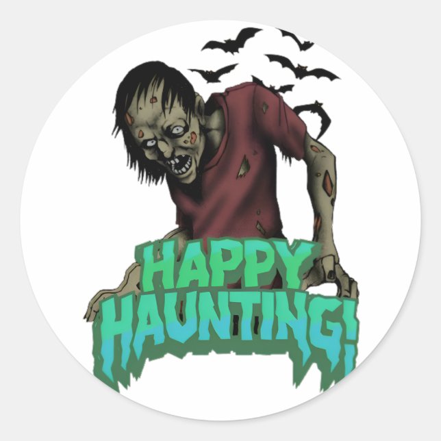 Rond Happy Hauny Sticker Éffrayant Halloween Zombie (Devant)