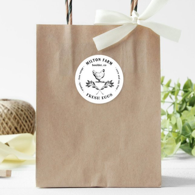 Rond Happy Hens Laurel Branch Oeuf Carton Round Sticker (Créateur téléchargé)