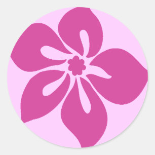Rond Happy Hibiscus" Sticker à Fuchsia