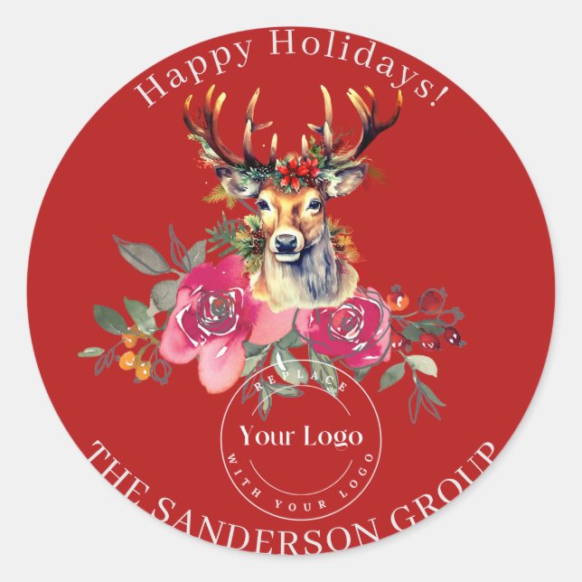 Rond Happy Holidays Boho Custom Logo Sticker Round (Devant)