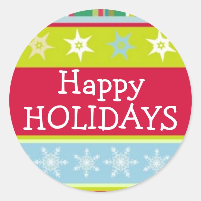 Rond Happy Holidays sticker coloré de noël (Devant)