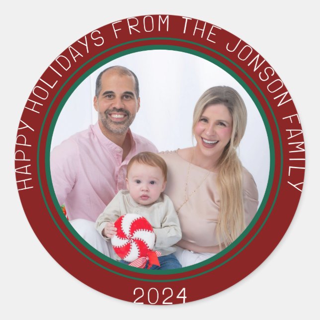 Rond Happy Holidays Sticker - Festive Holiday (Devant)