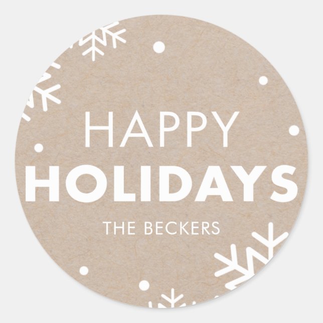 Rond Happy Holidays Sticker Kraft (Devant)