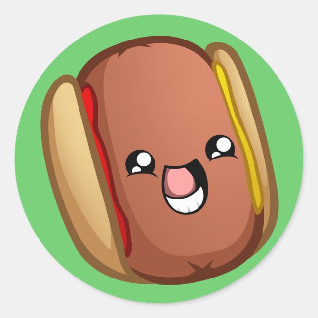 Rond Happy Hotdog Sticker (Devant)