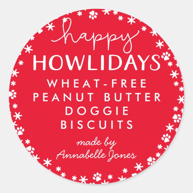 Rond Happy Howlidays Pet Lover Holiday Treat Sticker (Devant)