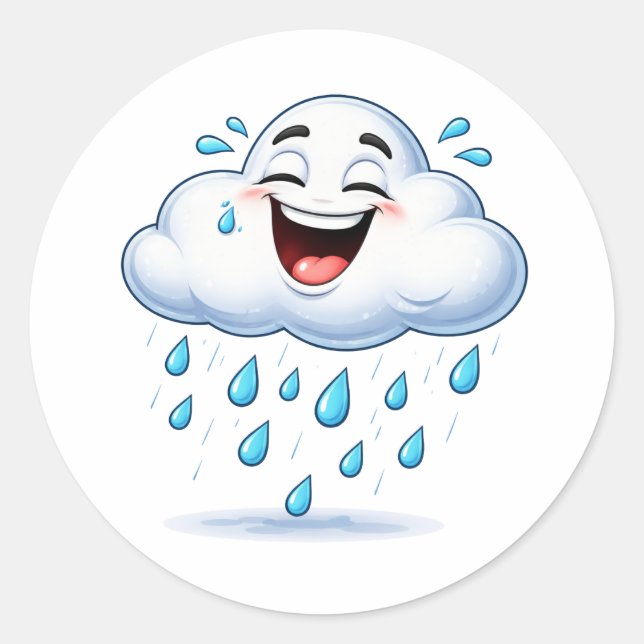 Rond Happy Laughing Rain Cloud Art Sticker (Devant)