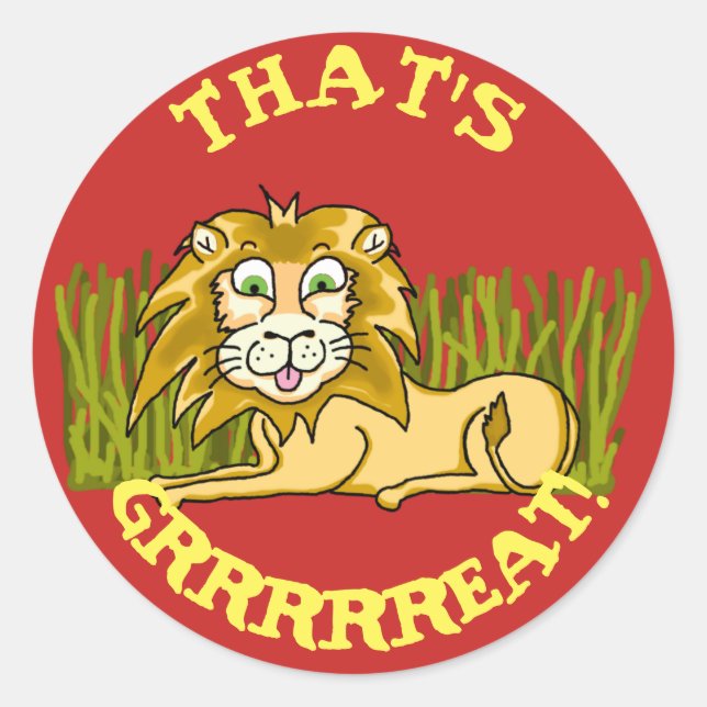 Rond Happy Lion Classic Round Sticker (Devant)