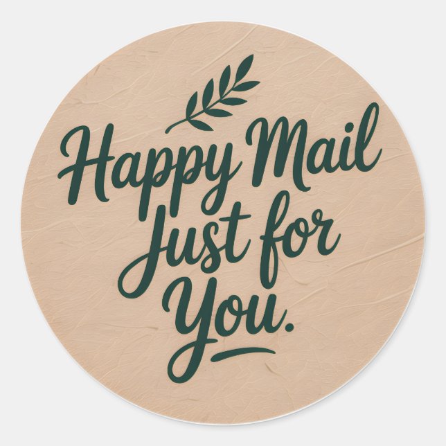 Rond Happy Mail Just for You Sticker – Rustic Botanical (Devant)